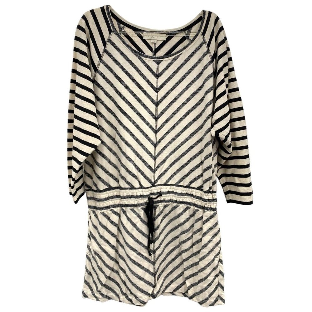 LOFT Black and White Striped Dress